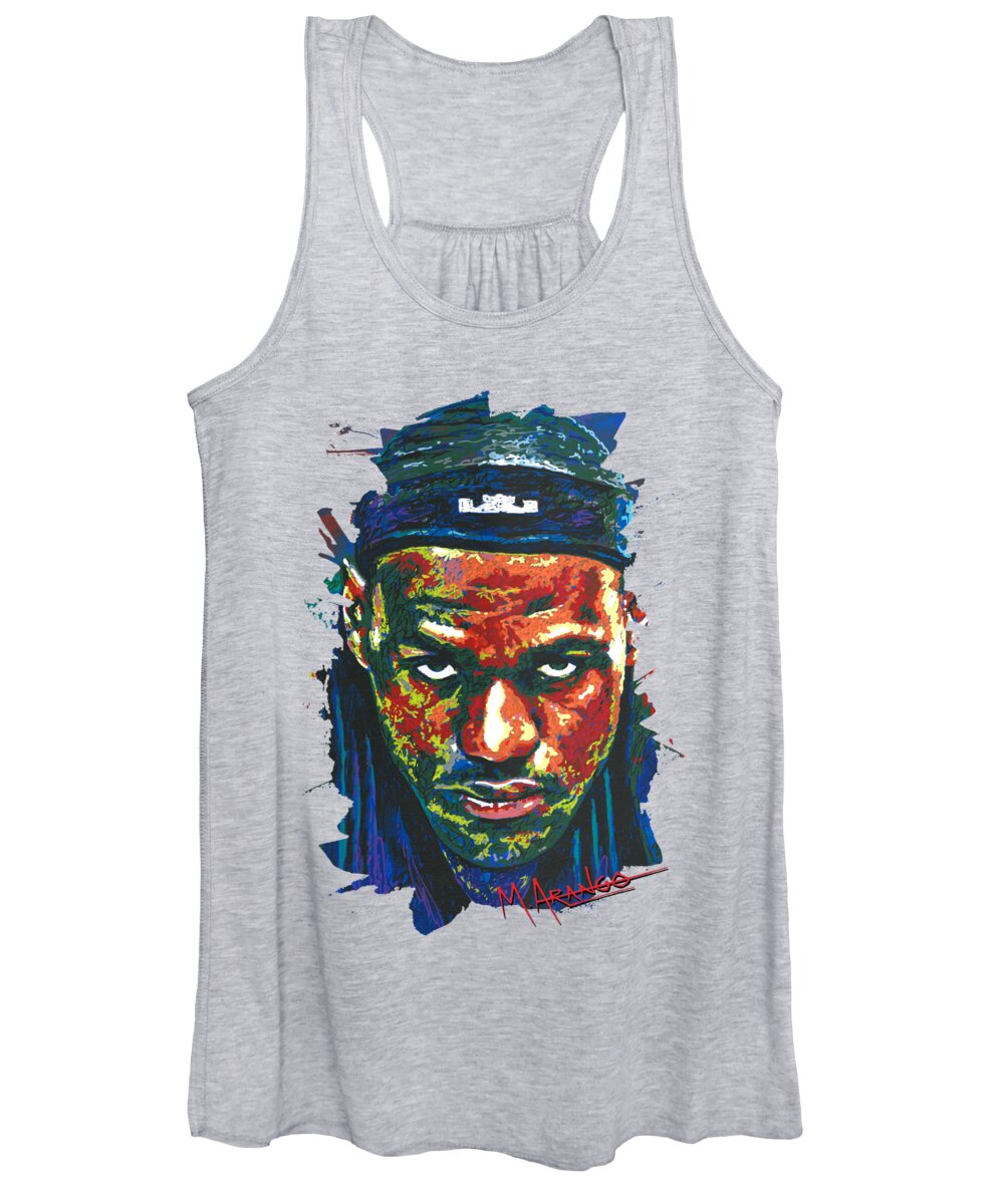 Lebron Women's Tank Top featuring the painting The LeBron Death Stare by Maria Arango