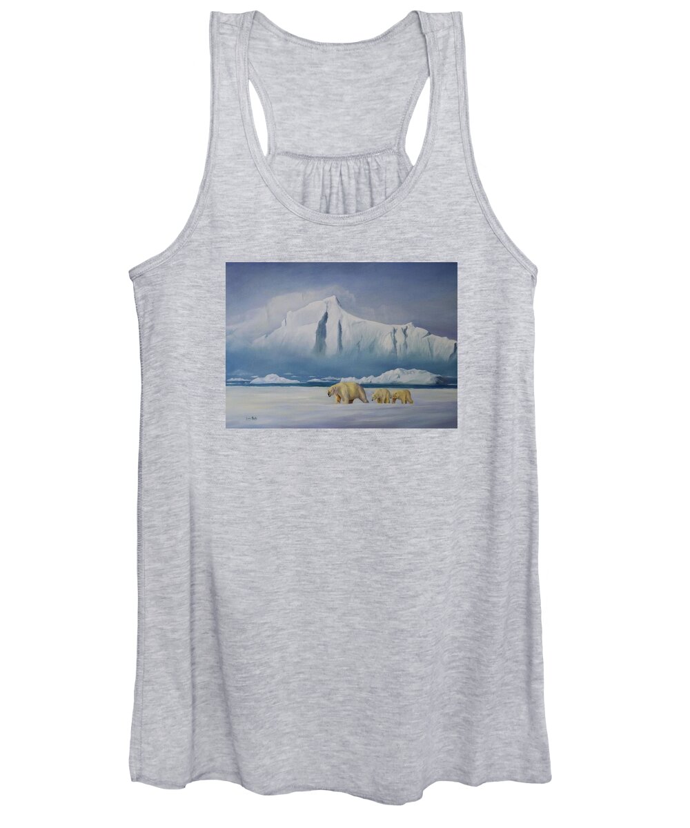 Polar Bears Women's Tank Top featuring the painting The Long Search by Barry BLAKE