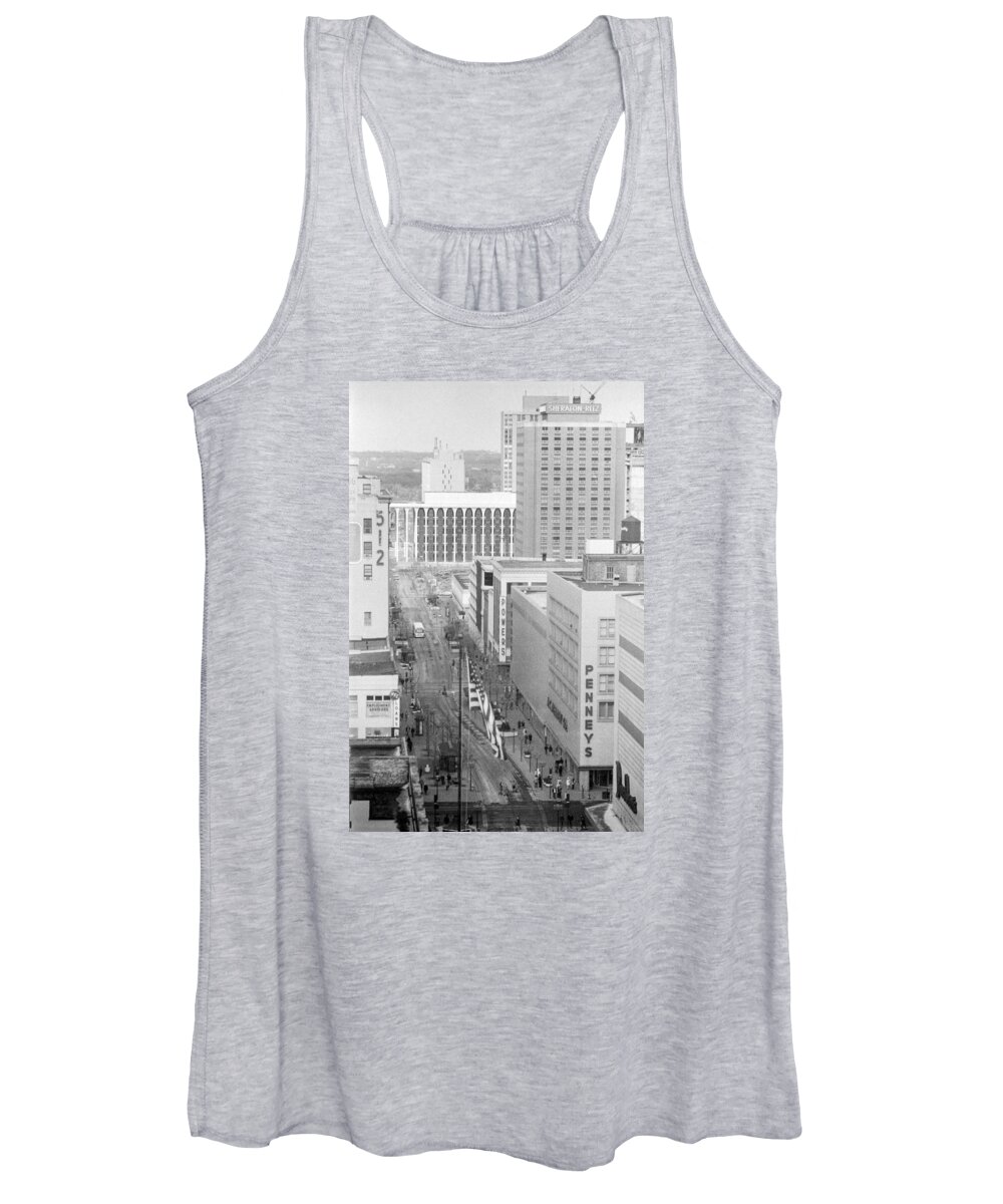 Book Work Women's Tank Top featuring the photograph The Mall from Dayton's 12th floor by Mike Evangelist