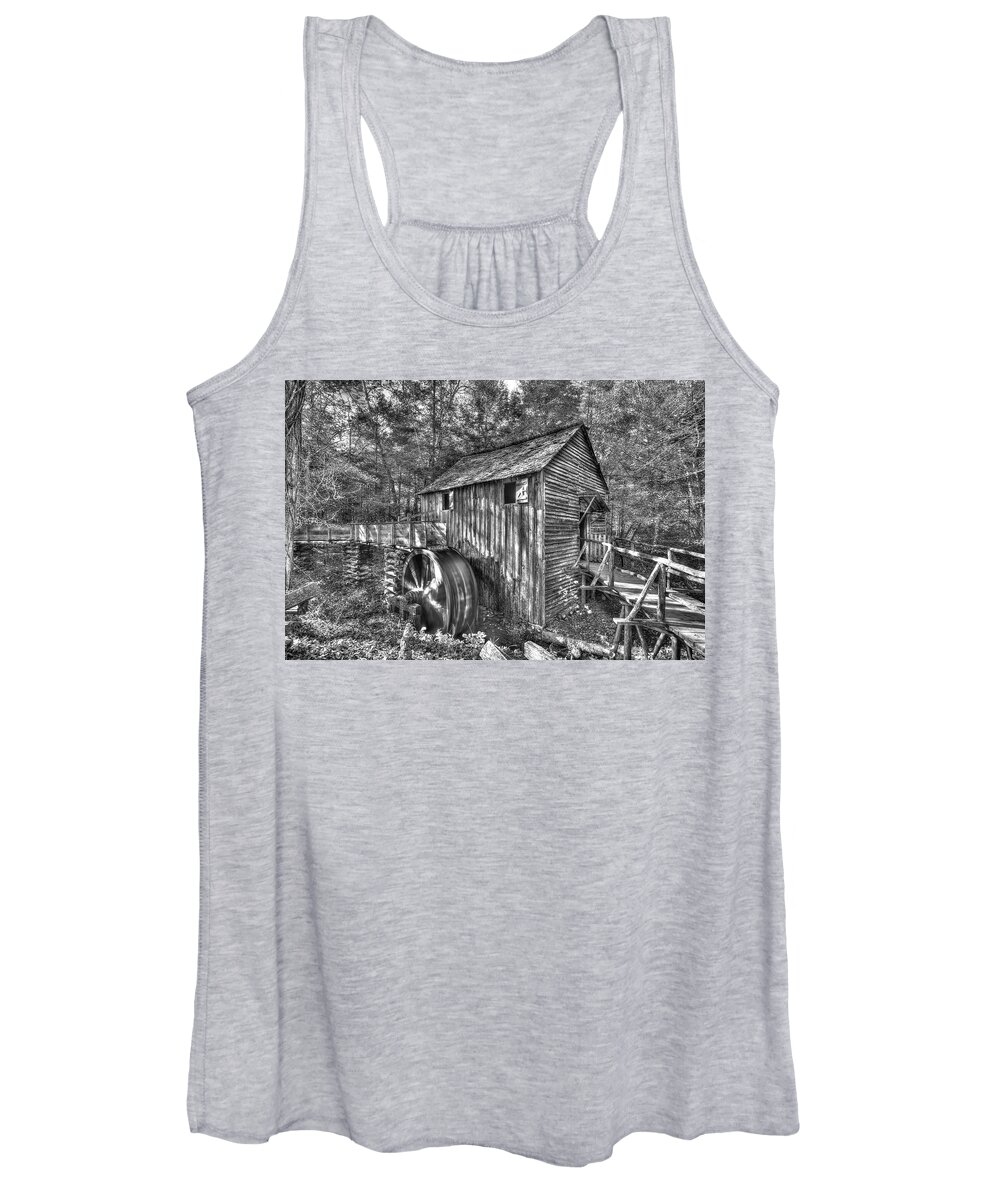 Cades Cove Women's Tank Top featuring the photograph The Mill at Cades Cove by Don Mercer