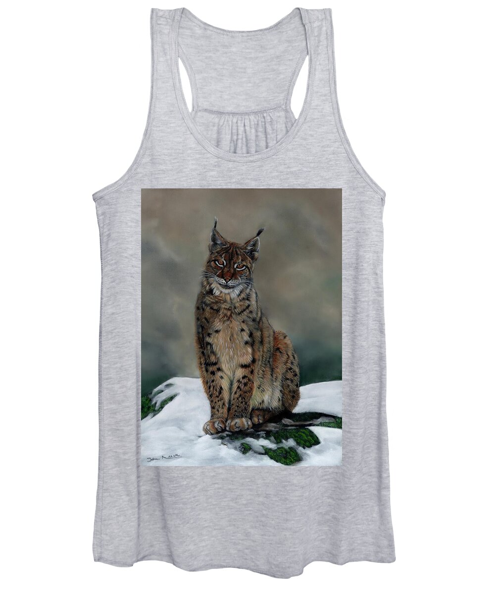Lynx Women's Tank Top featuring the painting The Missing Lynx by John Neeve