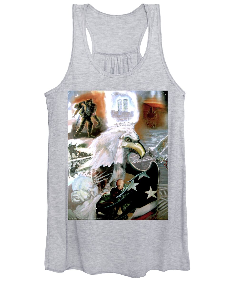 911 Art Women's Tank Top featuring the painting The New American Pride by Todd Krasovetz