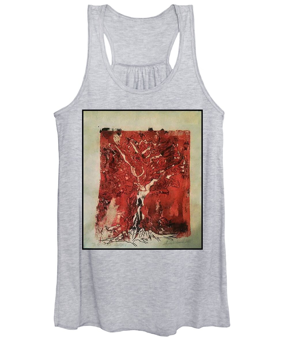 Tree Women's Tank Top featuring the mixed media The Red Tree by Angela Weddle