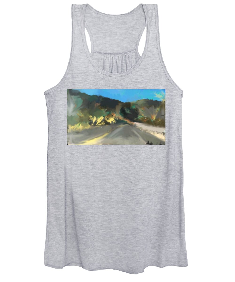 Landscape Women's Tank Top featuring the painting The Road Through Davis Mountains #2 by Angela Weddle
