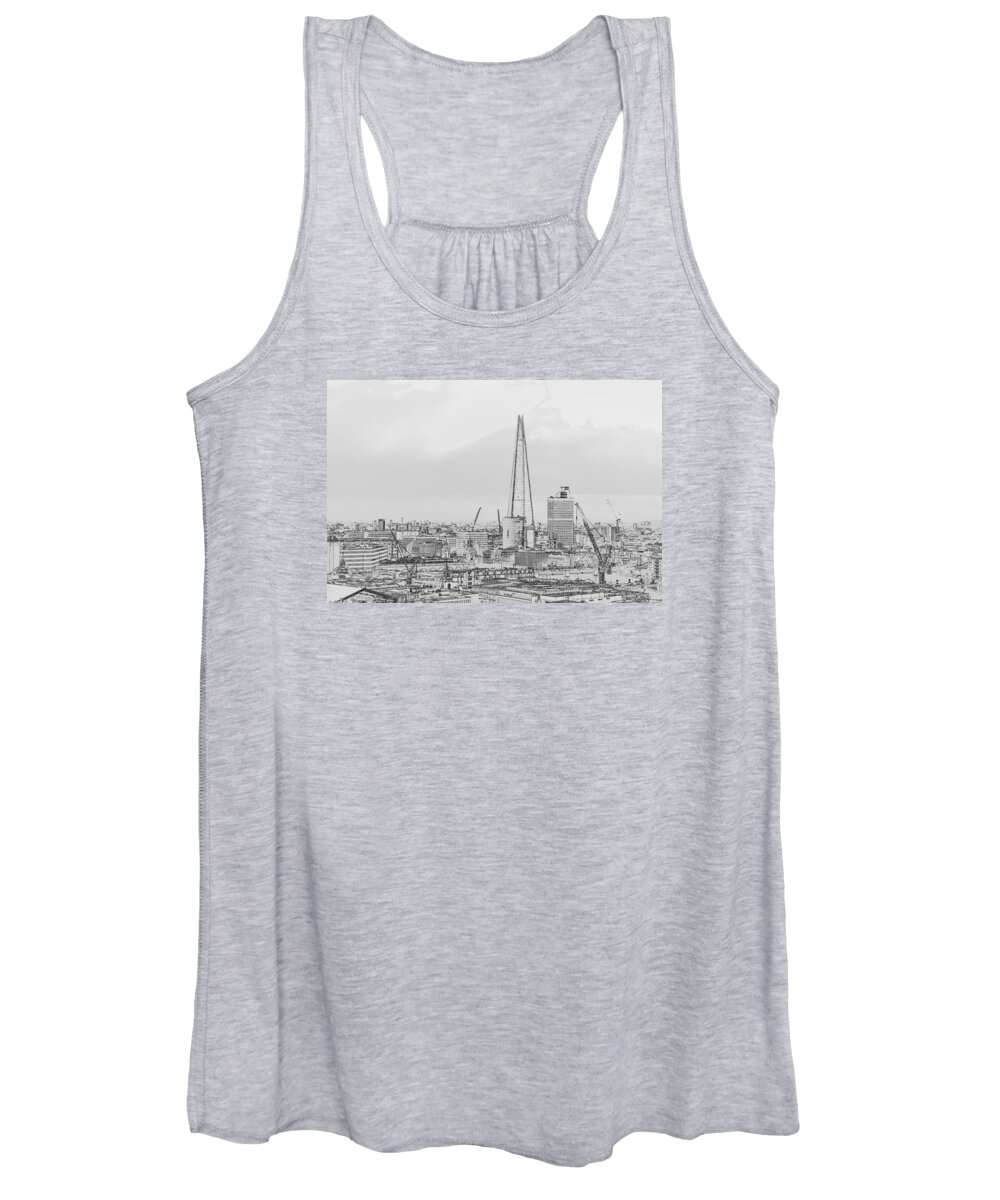 Great Britain Women's Tank Top featuring the photograph The Shard outline poster BW by Gary Eason