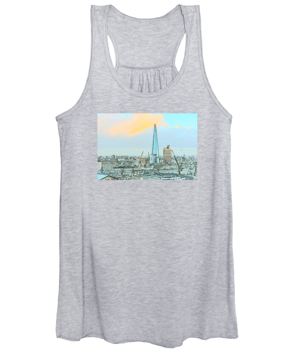 Great Britain Women's Tank Top featuring the photograph The Shard outline poster by Gary Eason