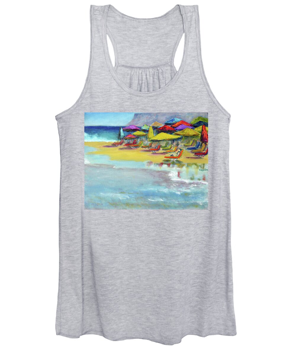 The Sun And The Sea Women's Tank Top featuring the painting The sun and the sea by Uma Krishnamoorthy