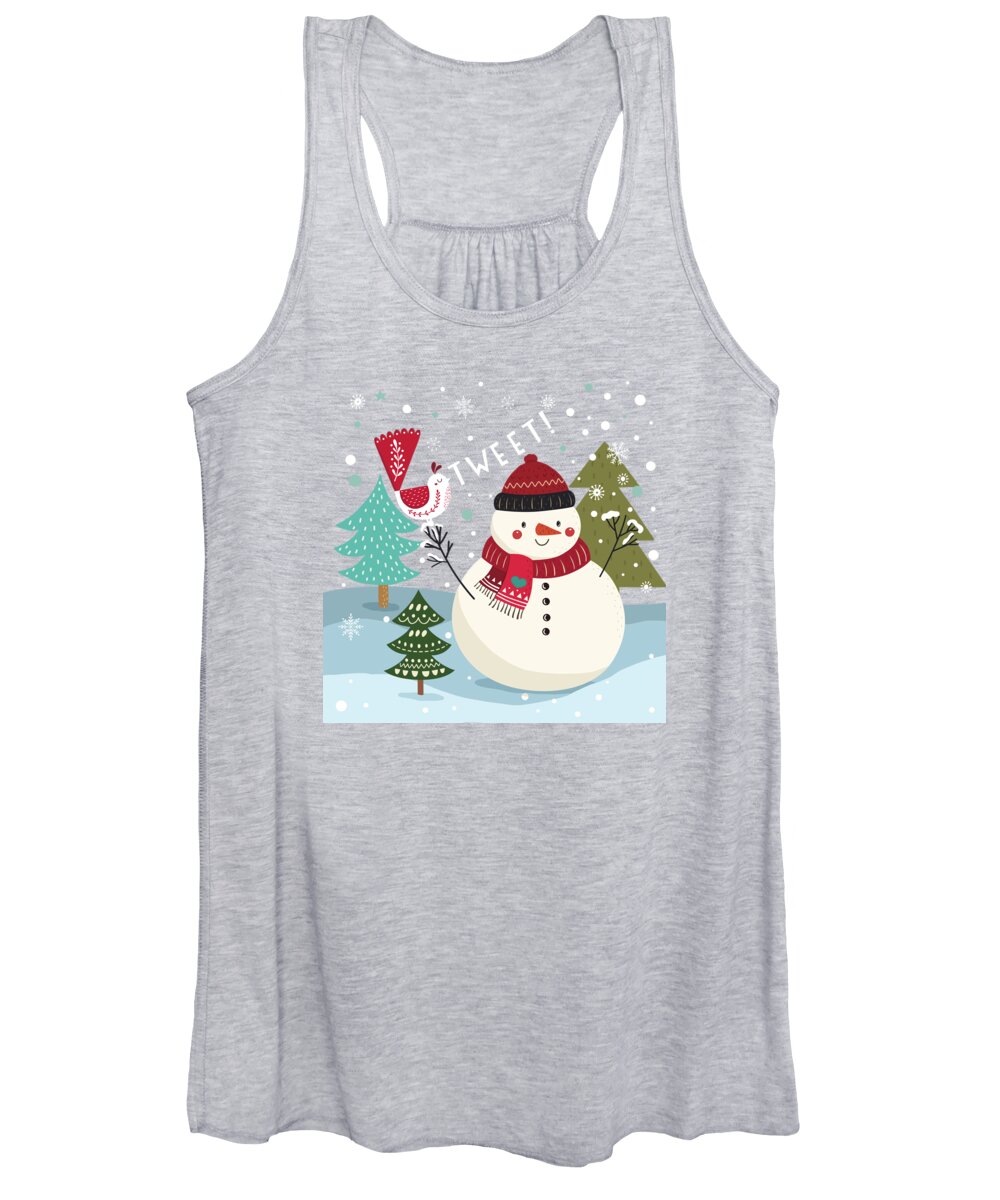 Painting Women's Tank Top featuring the painting The Sweet Song Of Winter by Little Bunny Sunshine