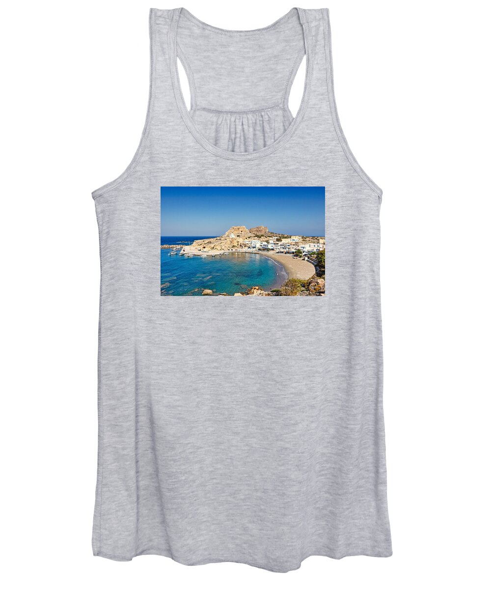 Finiki Women's Tank Top featuring the photograph The village Finiki in Karpathos - Greece by Constantinos Iliopoulos
