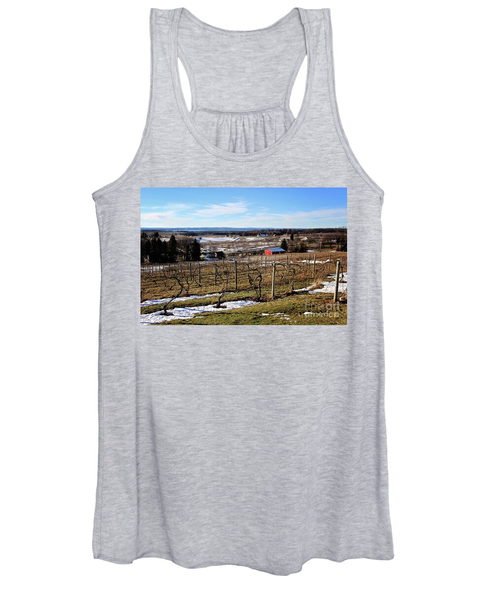 Vineyard Women's Tank Top featuring the photograph The Vineyard on Old Mission by Laura Kinker