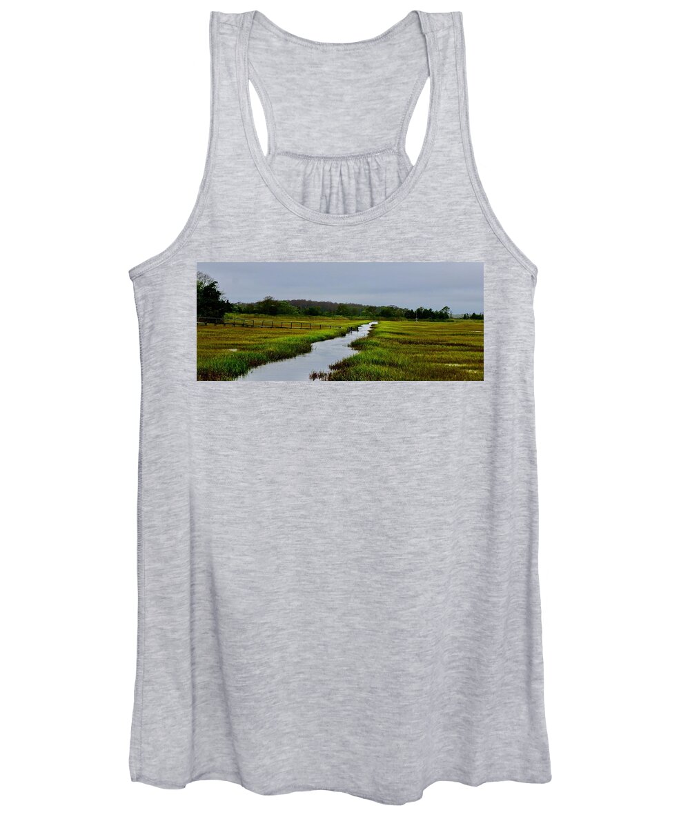 Marsh Women's Tank Top featuring the photograph The Water Road Through the Marsh by Shawn M Greener