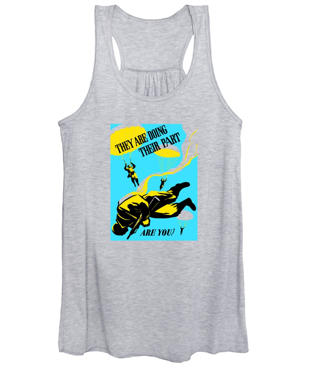 Wwii Women's Tank Top featuring the painting They Are Doing Their Part - Are You by War Is Hell Store