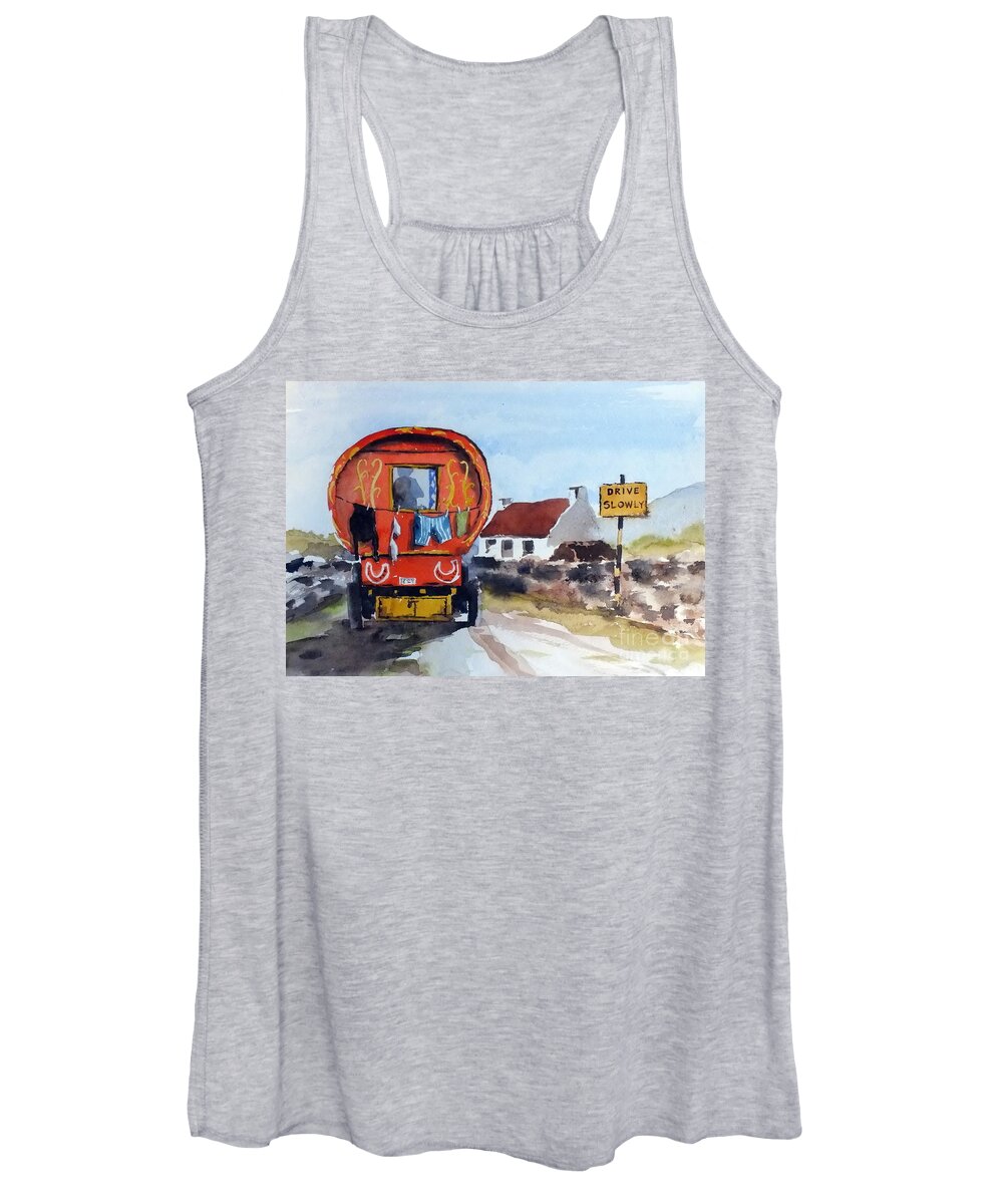 Ireland Women's Tank Top featuring the painting Whats your hurry ? by Val Byrne