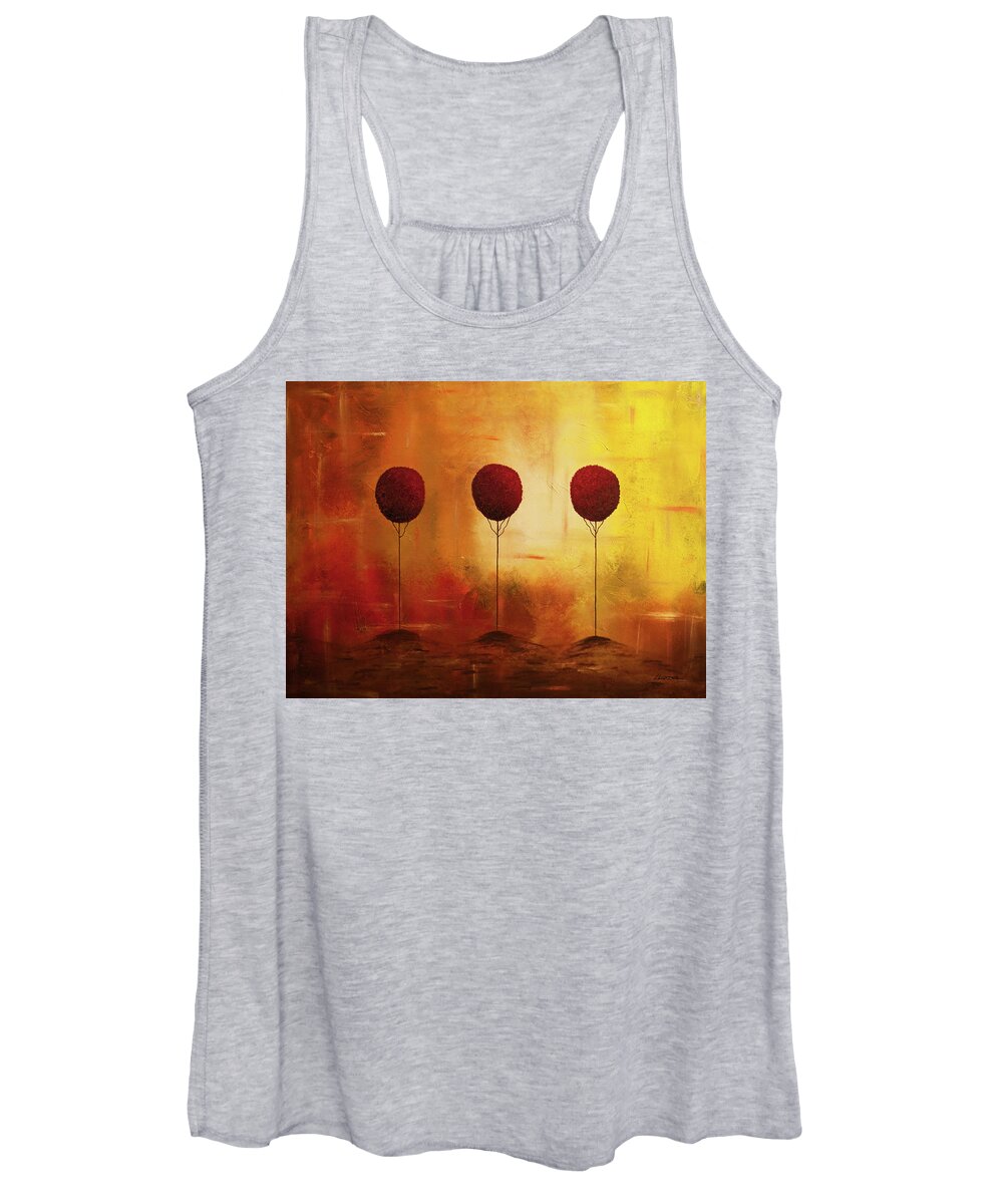 Tree Women's Tank Top featuring the painting Three Alone but Together by Carmen Guedez