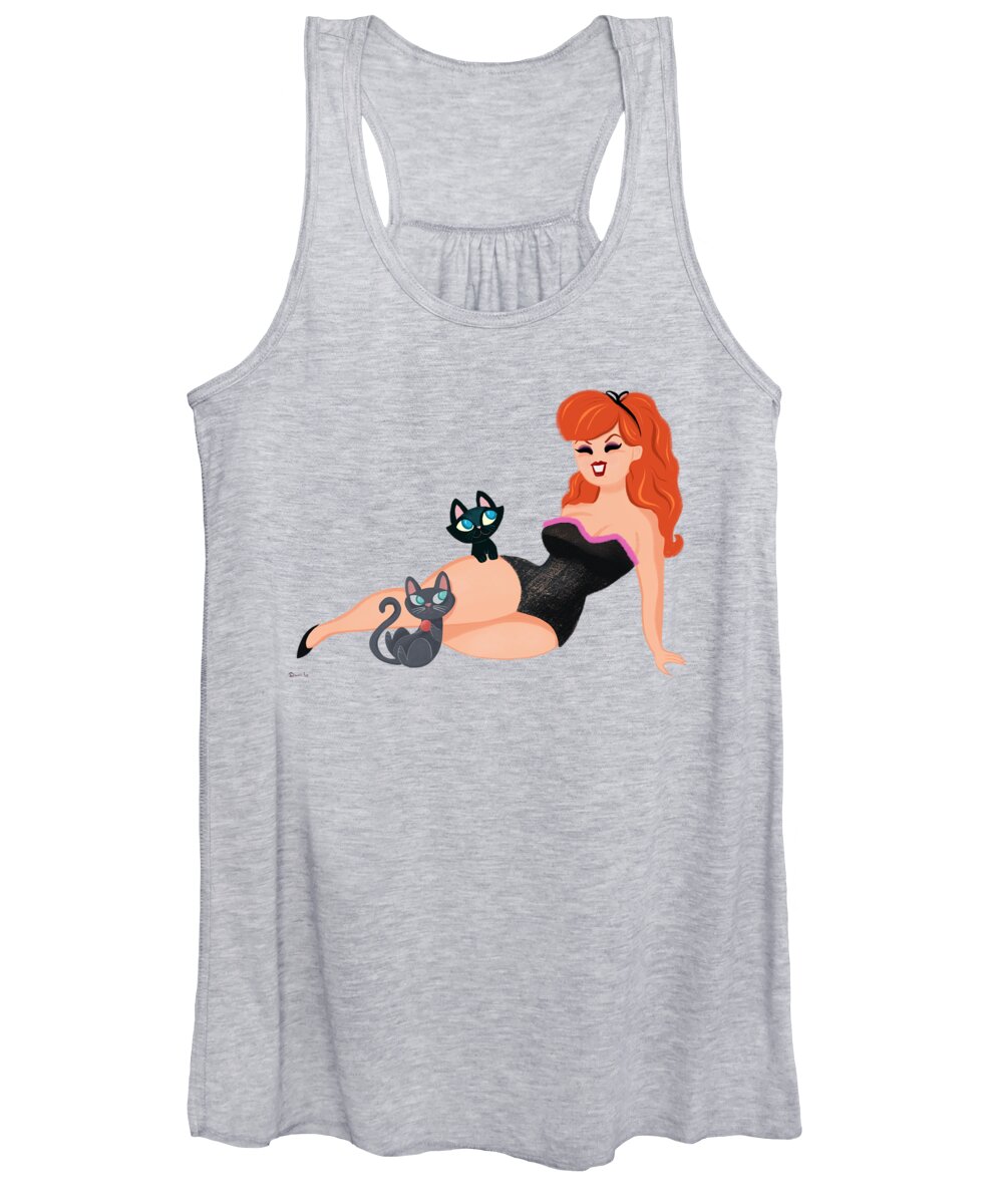 Redhead Women's Tank Top featuring the painting Three Glamour Kittins by Little Bunny Sunshine