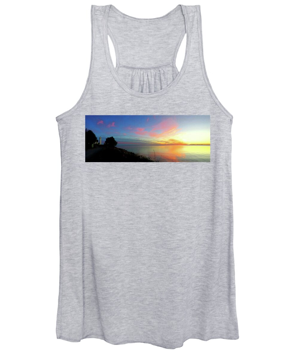 Thousand Islands Women's Tank Top featuring the photograph Sunset at Tibbetts Point Light, 2015 by Dennis McCarthy