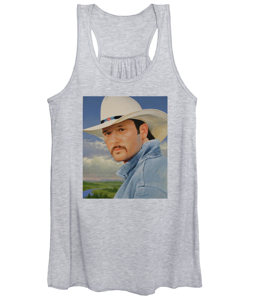 Acrylic Women's Tank Top featuring the painting Tim McGraw by Cliff Spohn