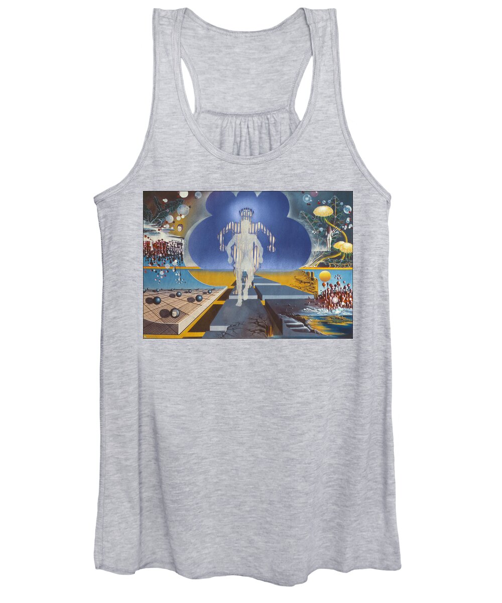 Surrealism Women's Tank Top featuring the painting Time Runner by Leonard Rubins
