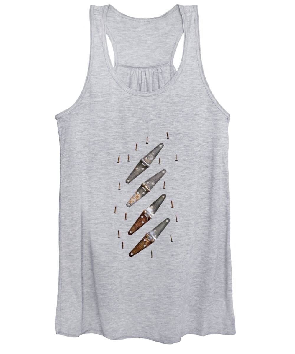 Art Women's Tank Top featuring the photograph Tools On Wood 48 on BW by YoPedro