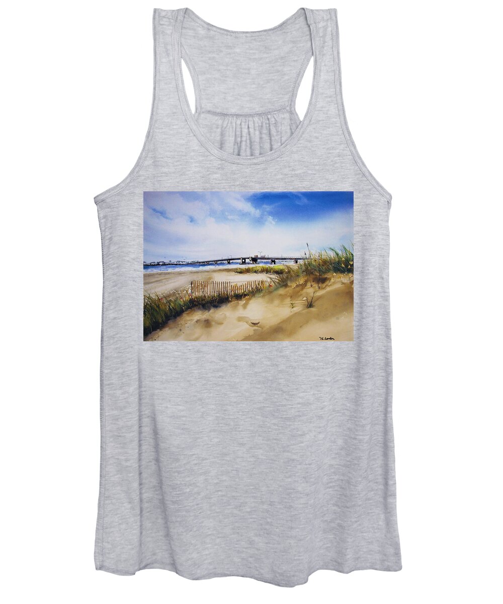 Beach Women's Tank Top featuring the painting Townsends Inlet by Phyllis London