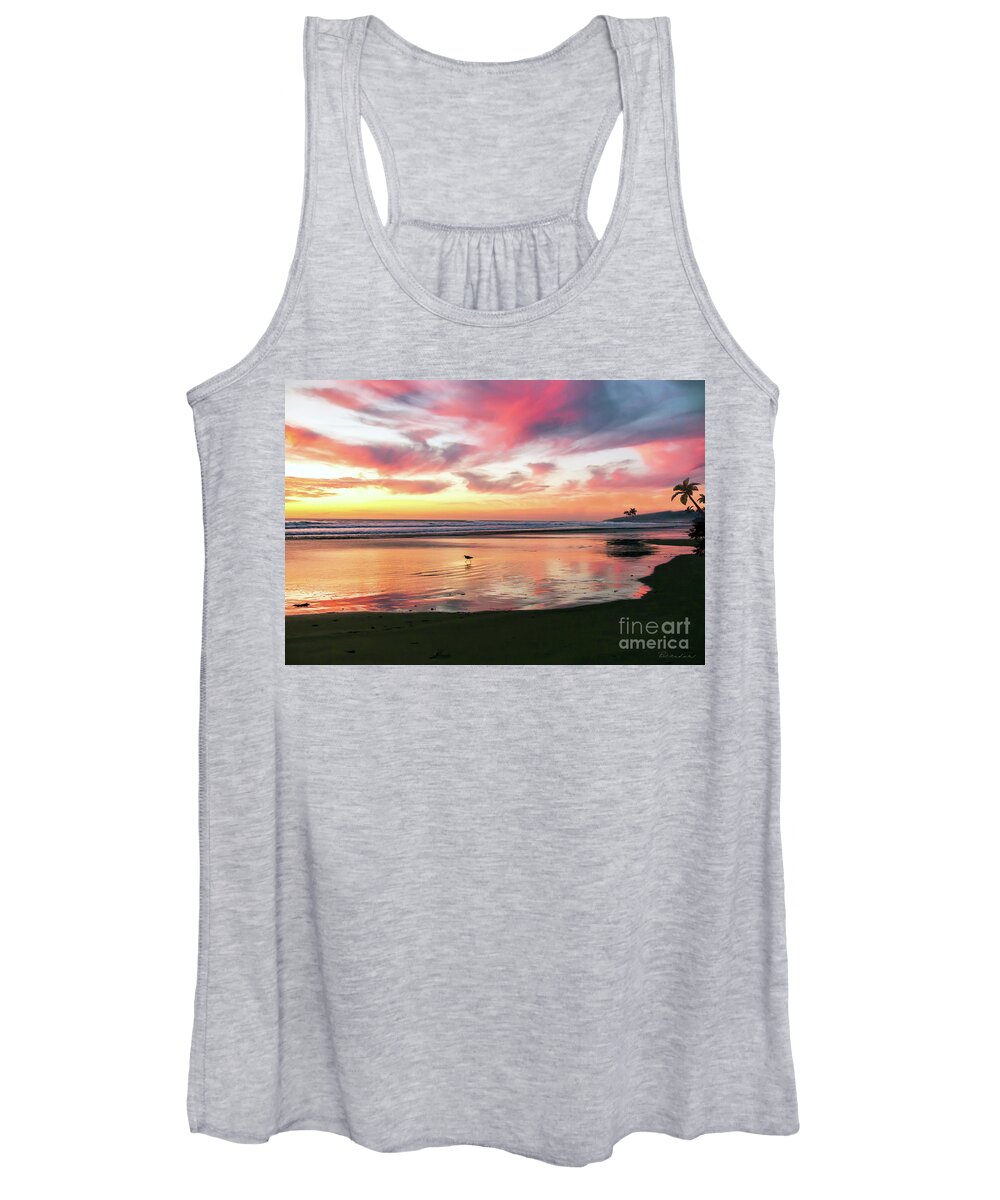 Seascape Sunsets Women's Tank Top featuring the photograph Tropical Sunset Island Bliss Seascape C8 by Ricardos Creations