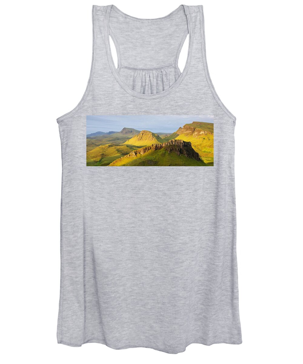 Isle Of Skye Women's Tank Top featuring the photograph Trotternish Summer morning Panorama by Stephen Taylor
