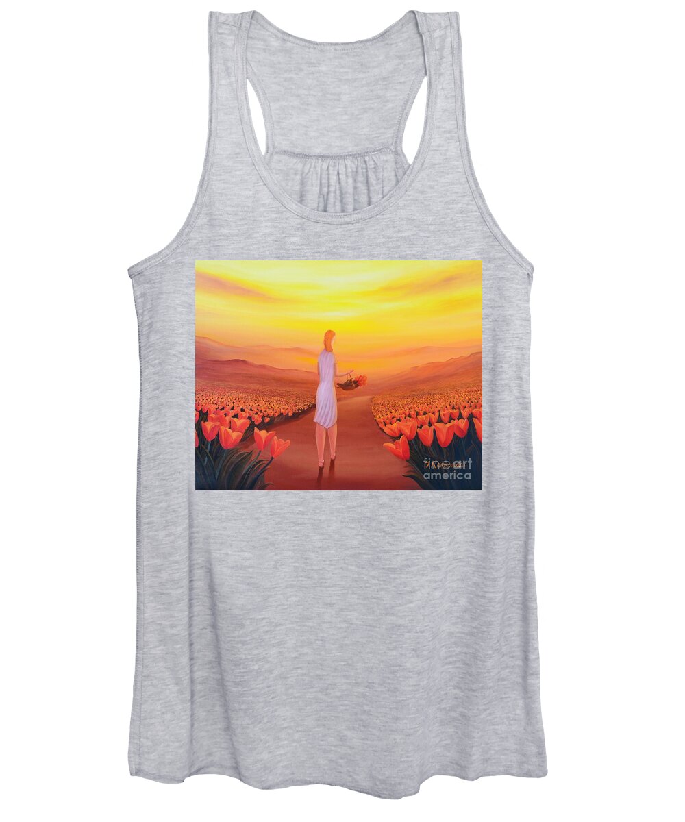 Tulip Women's Tank Top featuring the painting Tulip Basket   by Torrence Ramsundar