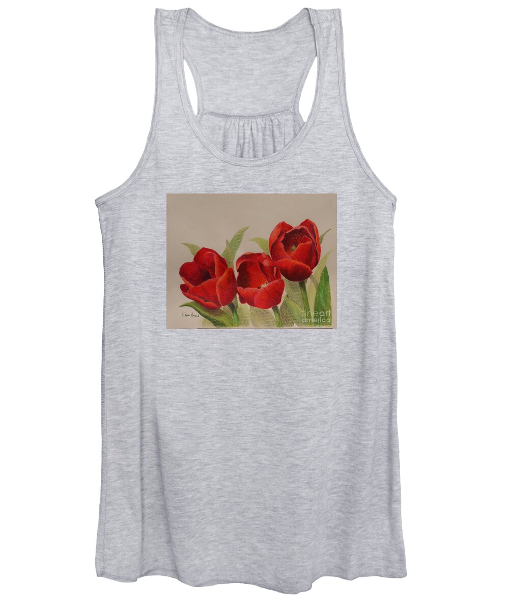 Tulips Women's Tank Top featuring the drawing Tulip Trio by Phyllis Howard