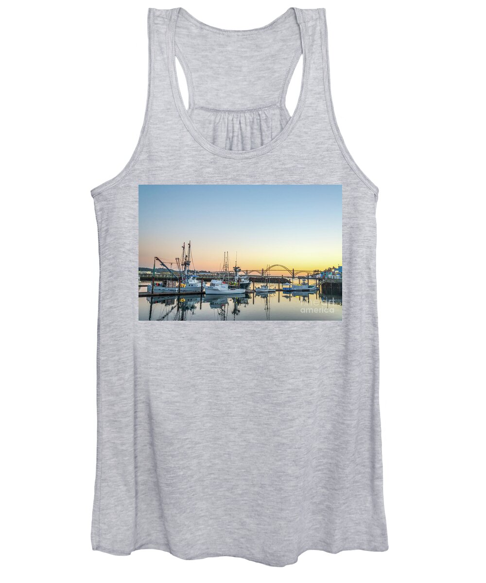 Tuna Boat Women's Tank Top featuring the photograph Tuna boats resting for the night by Paul Quinn