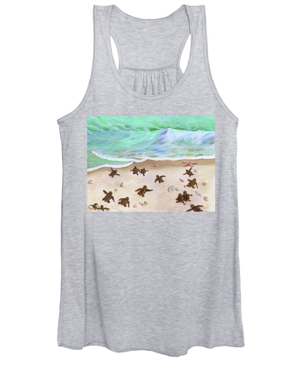 Sea Turtles Women's Tank Top featuring the painting Turtle Beach by Donna Tucker