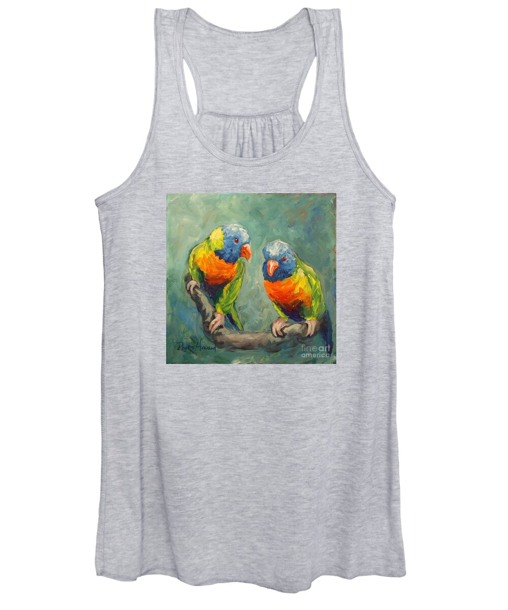 Birds Women's Tank Top featuring the painting Tweeting by Phyllis Howard