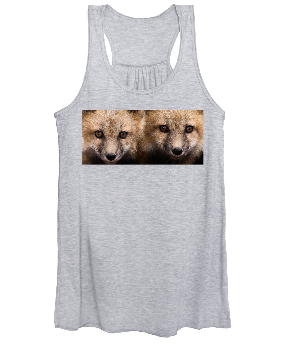 Red Fox Women's Tank Top featuring the photograph Two Fox Kits by Mindy Musick King