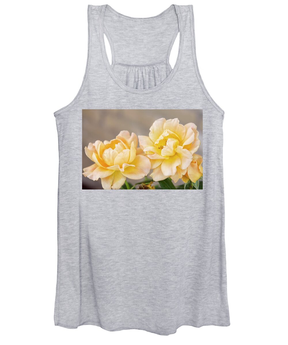 Roses Women's Tank Top featuring the photograph Two Yellow Sherberts by Joan Bertucci
