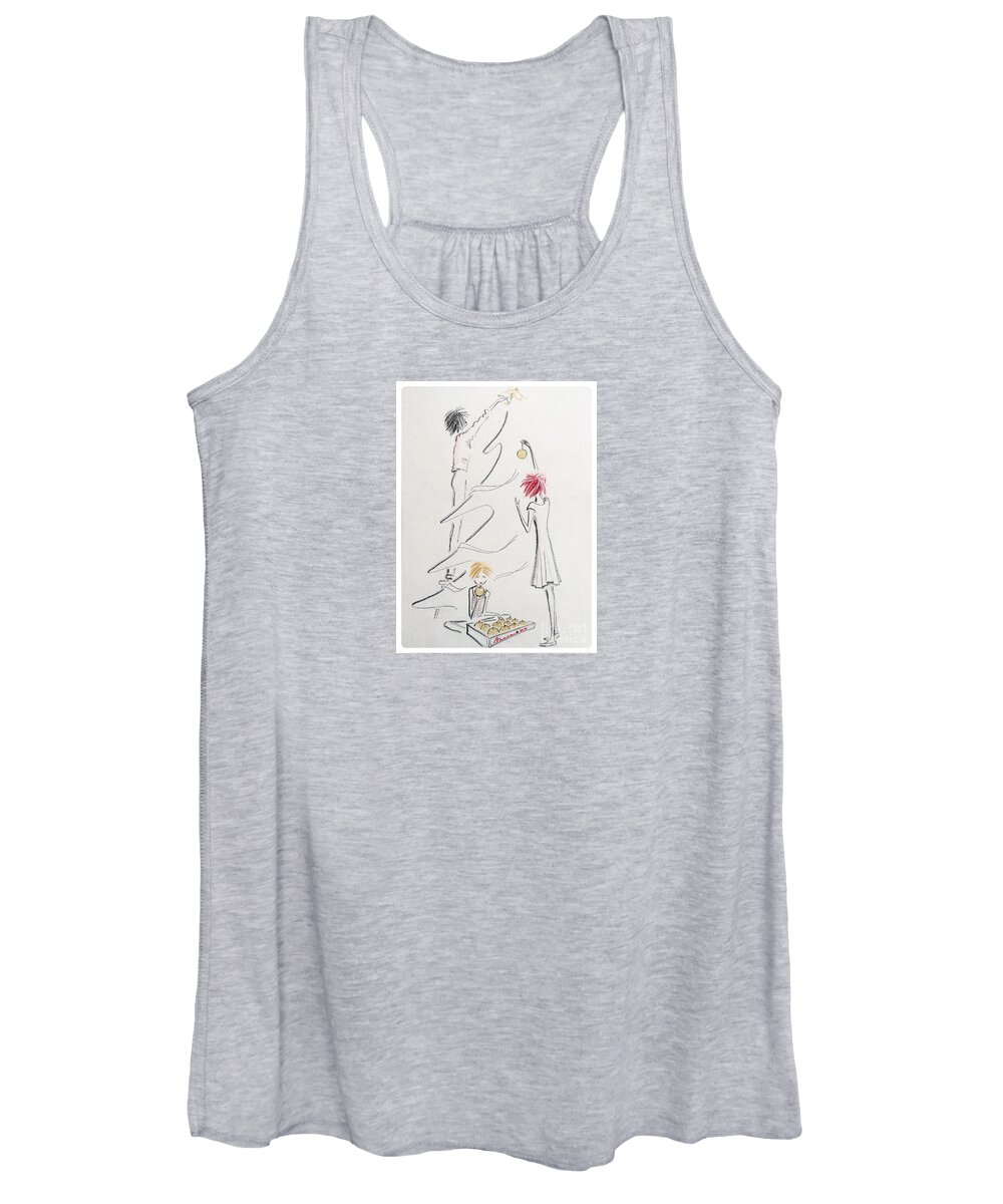 Christmas Women's Tank Top featuring the drawing Un Peu De Noel by Barbara Chase