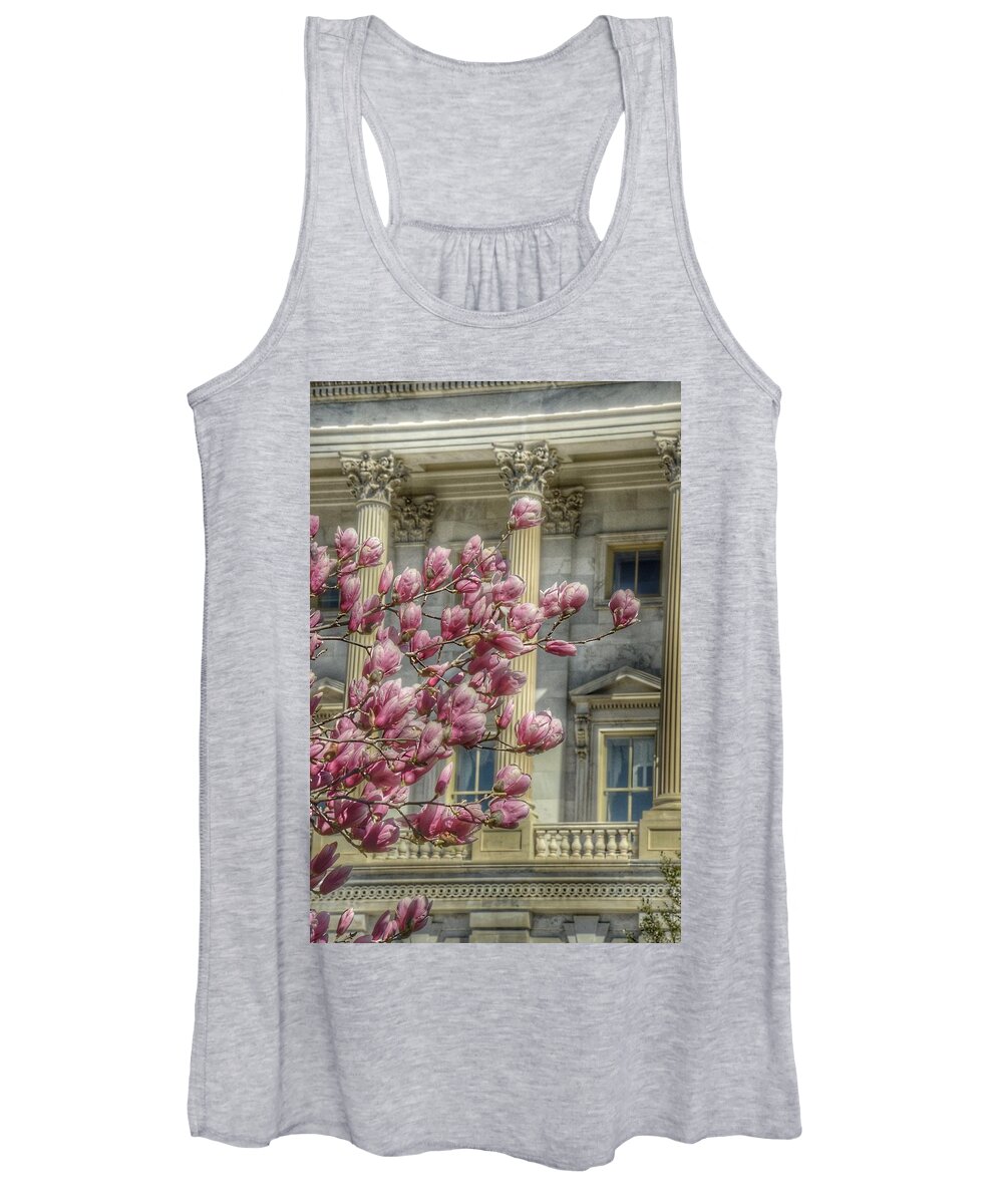 United States Capitol Women's Tank Top featuring the photograph United States Capitol - Magnolia Tree by Marianna Mills