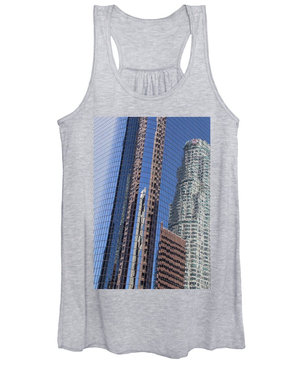 Architecture Women's Tank Top featuring the photograph US Bank Tower Reflected in California Plaza Building by Roslyn Wilkins