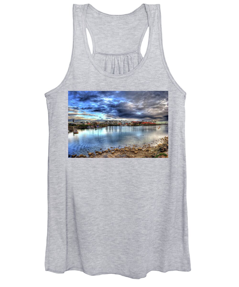 Water Ocean Marina Harbor Clouds Boats Women's Tank Top featuring the photograph Ventura Marina two by Wendell Ward