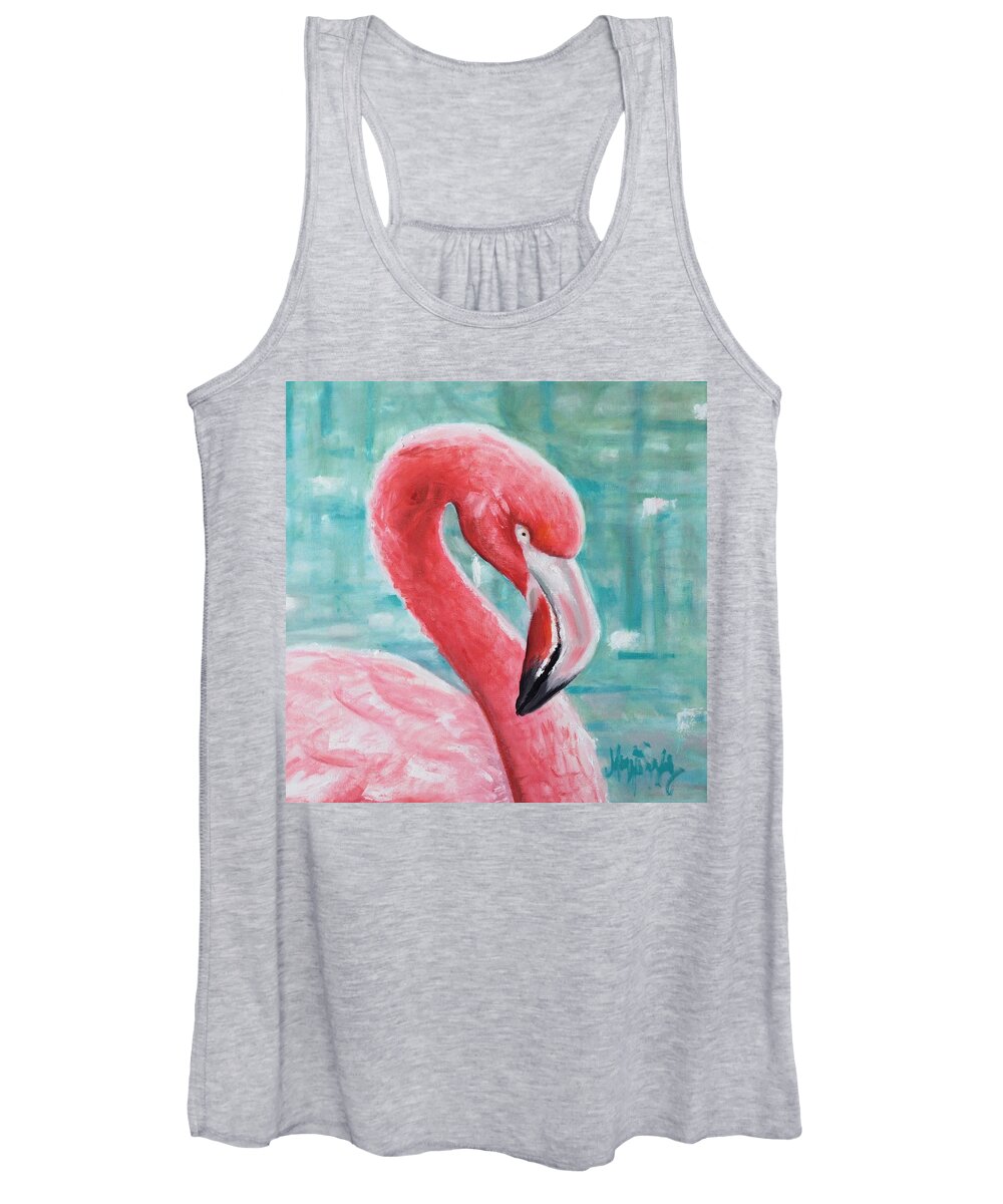 Flamingo Women's Tank Top featuring the painting Very Pink Flamingo by Maggii Sarfaty