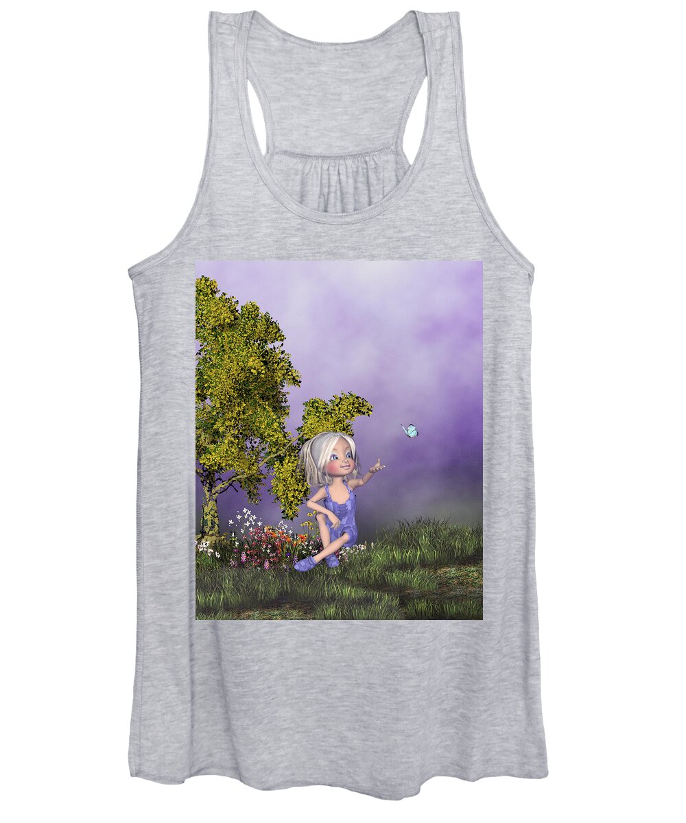 Victoria And The Butterfly Women's Tank Top featuring the digital art Victoria and the butterfly by John Junek