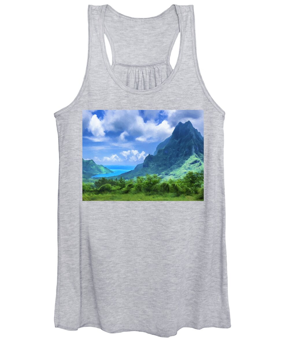 Tahiti Women's Tank Top featuring the painting View of Cook's Bay Mo'orea by Dominic Piperata