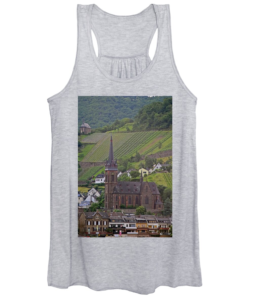 Village Women's Tank Top featuring the photograph VIllage church by Outside the door By Patt