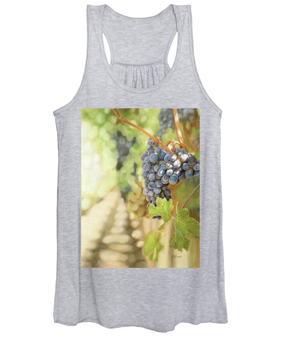 Grapes Women's Tank Top featuring the pastel Vineyard by Kirsty Rebecca
