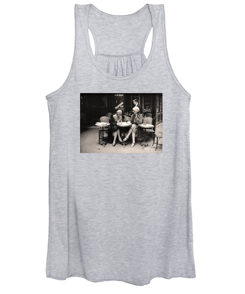 Vintage Paris Women's Tank Top featuring the painting Vintage Paris Cafe by Mindy Sommers