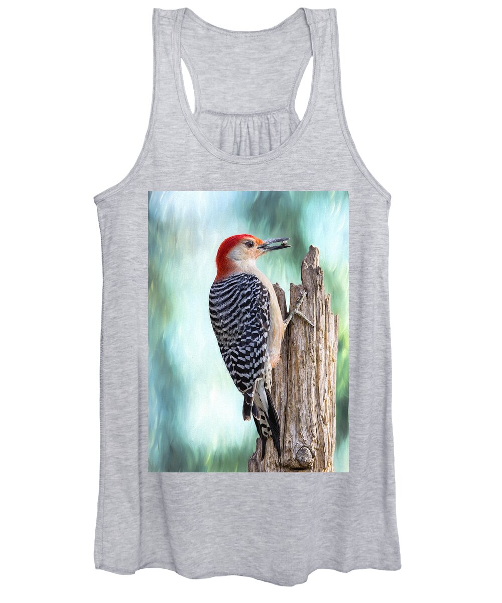 Red-bellied Woodpecker Women's Tank Top featuring the photograph Viridian Woody by Bill and Linda Tiepelman