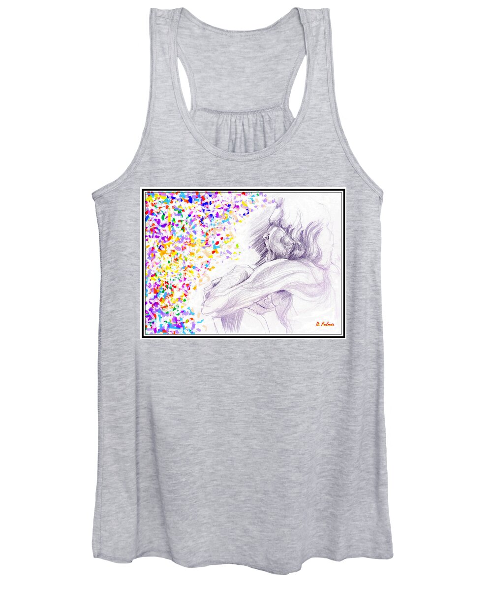 Man Women's Tank Top featuring the mixed media Visionary by Denise F Fulmer