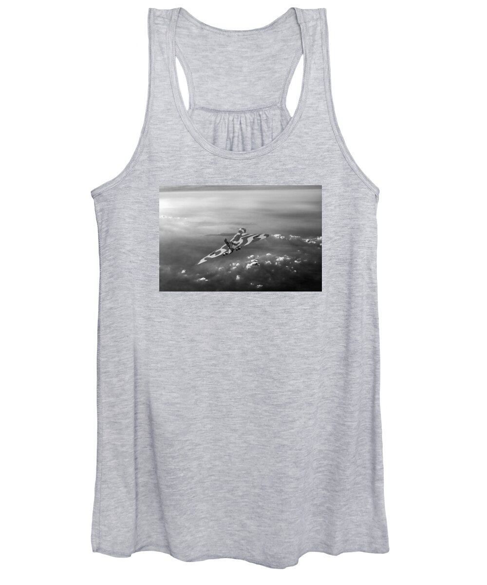 Avro Vulcan Women's Tank Top featuring the photograph Vulcan over the Channel black and white version by Gary Eason