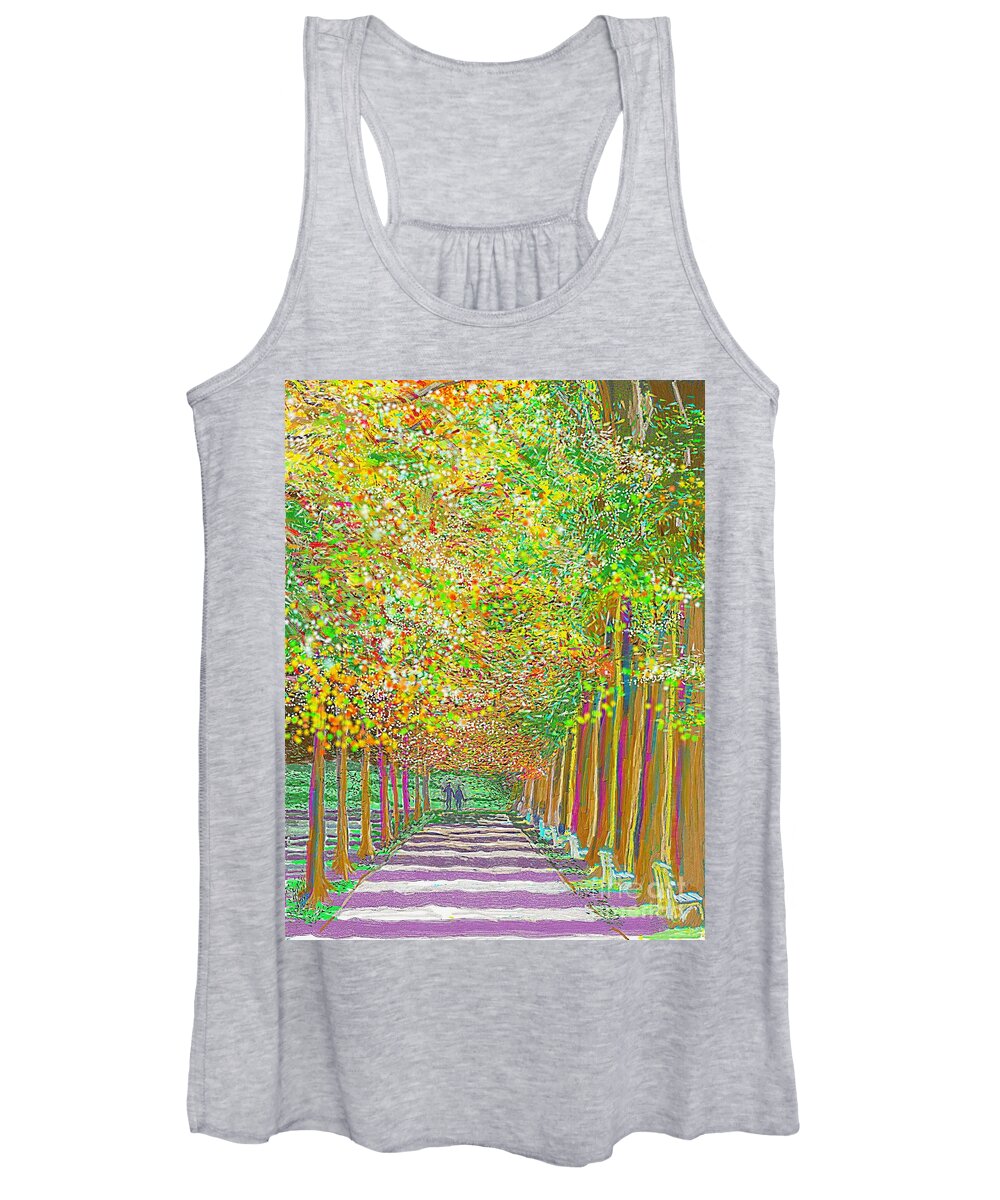 Park Women's Tank Top featuring the painting Walk in Park Cathedral by Hidden Mountain