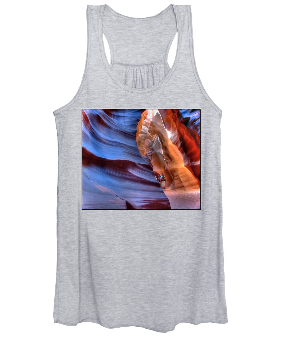 Antelope Women's Tank Top featuring the photograph Walking in Antelope Canyon by Farol Tomson