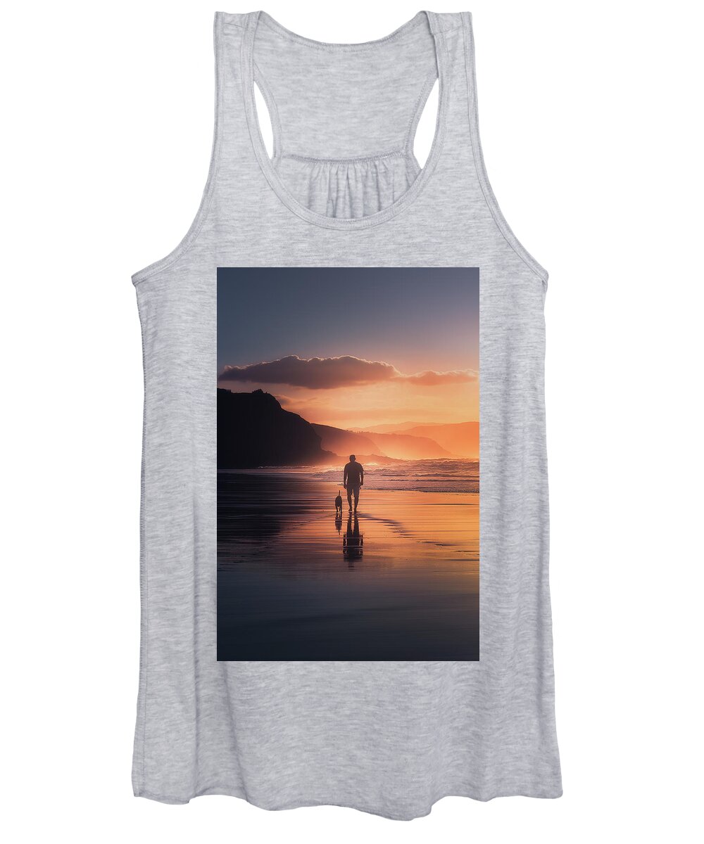 Dog Women's Tank Top featuring the photograph Walking the dog by Mikel Martinez de Osaba