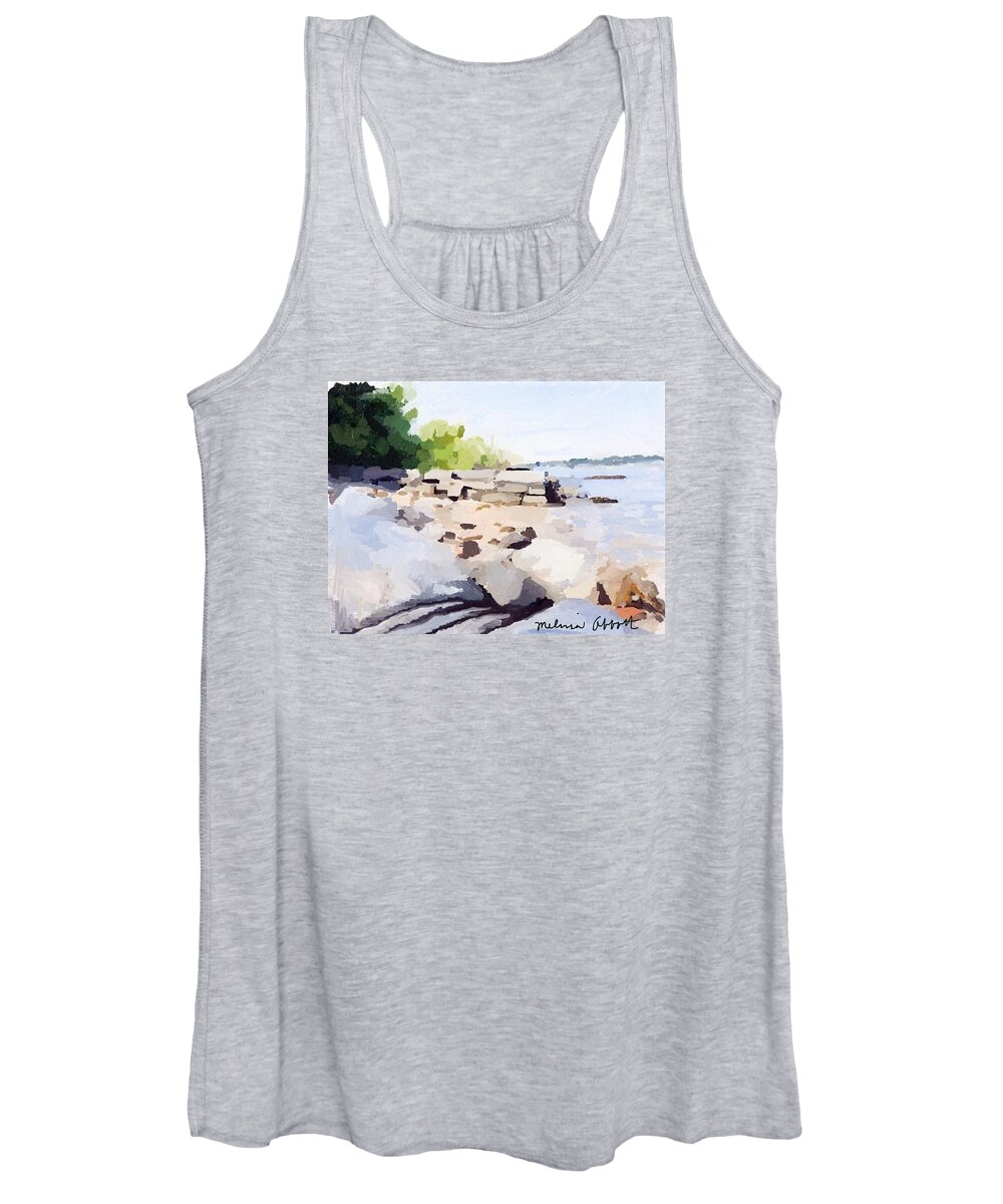  Women's Tank Top featuring the photograph Wall and Beach at Ten Pound Island by Melissa Abbott